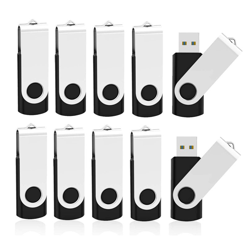 KOOTION 16 GB USB 3.0 Flash Drive 16gb Flash Drives 10pcs Thumb Drive Keychain Jump Drive Swivel Memory Sticks, Black - Image 1